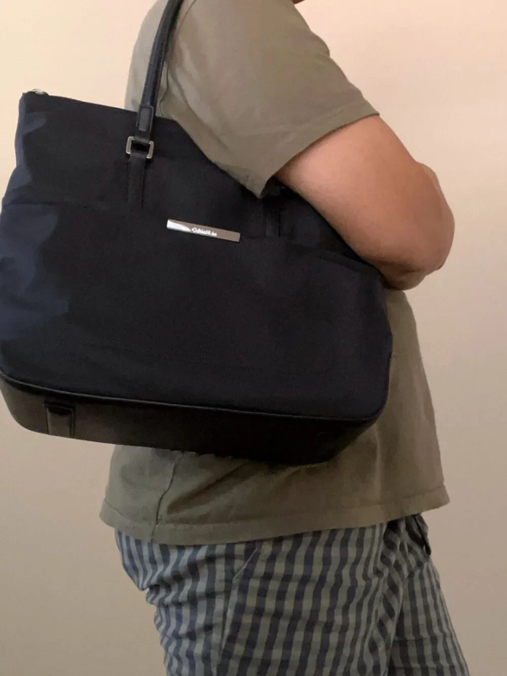 Calvin Klein Black tote bag office nylon computer lightweight travel work
